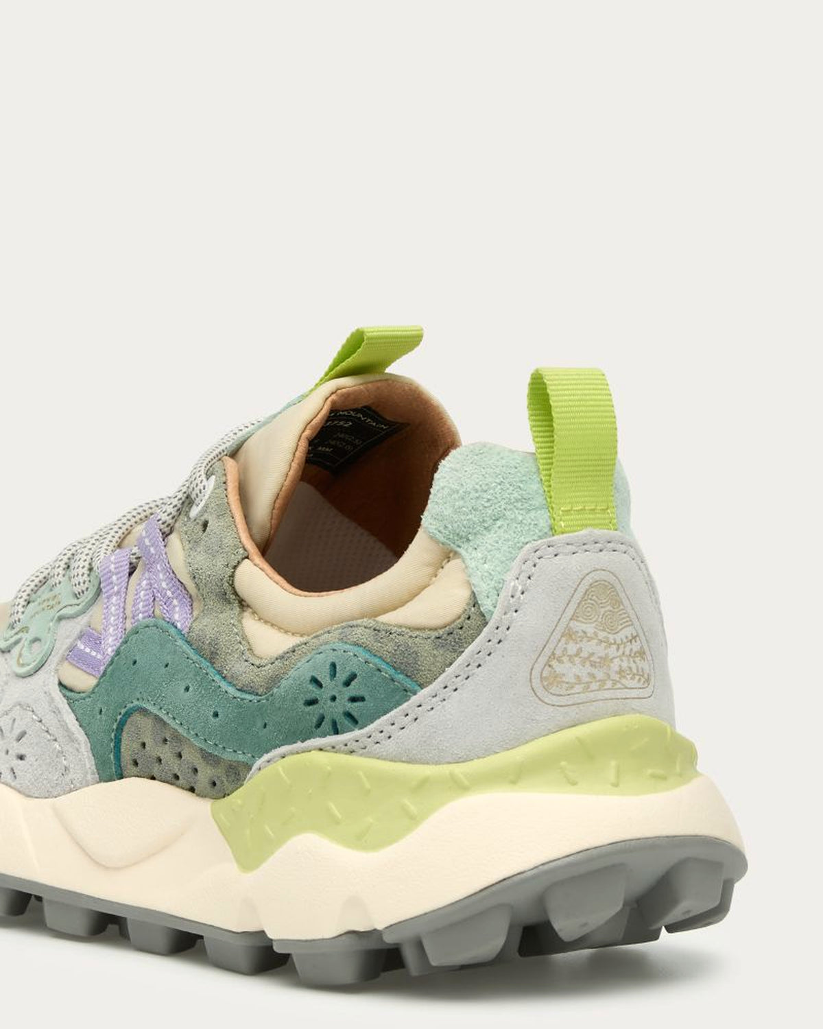Flower Mountain Yamano Green Animalier sneaker, back three-quarter view