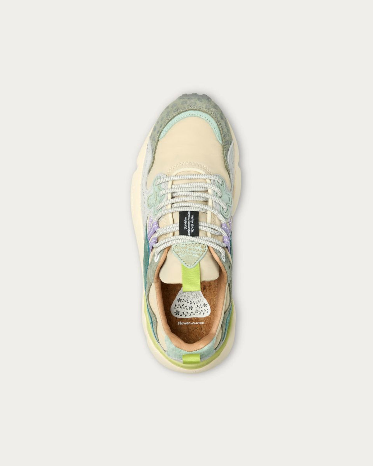 Flower Mountain Yamano Green Animalier sneaker, top-down view