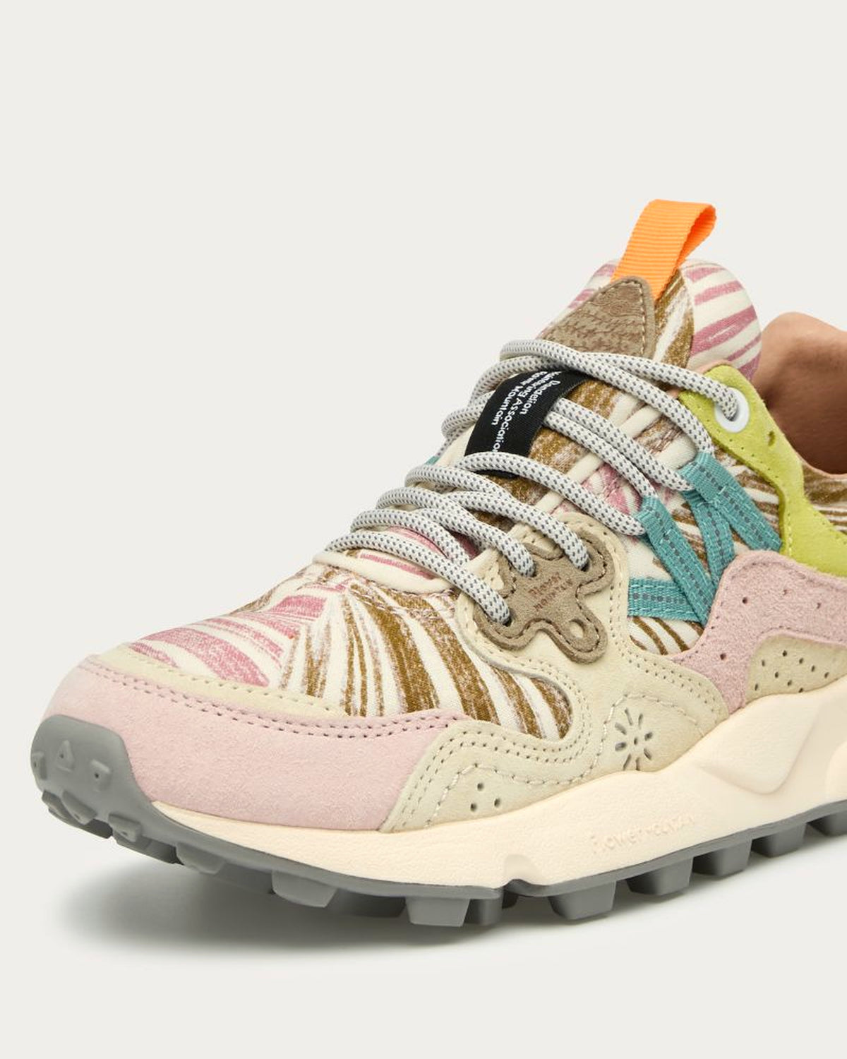 Flower Mountain Yamano Painted sneaker, front three-quarter close-up