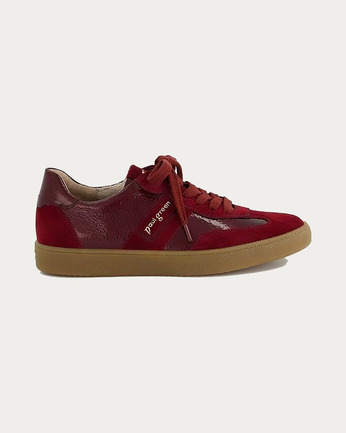 Paul Green Gum Sole Sneaker In Bordeaux, side view