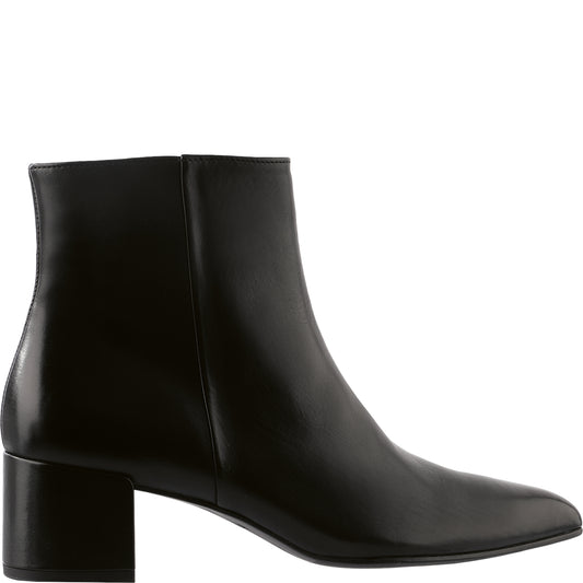 Leather Block Heel Ankle Boot