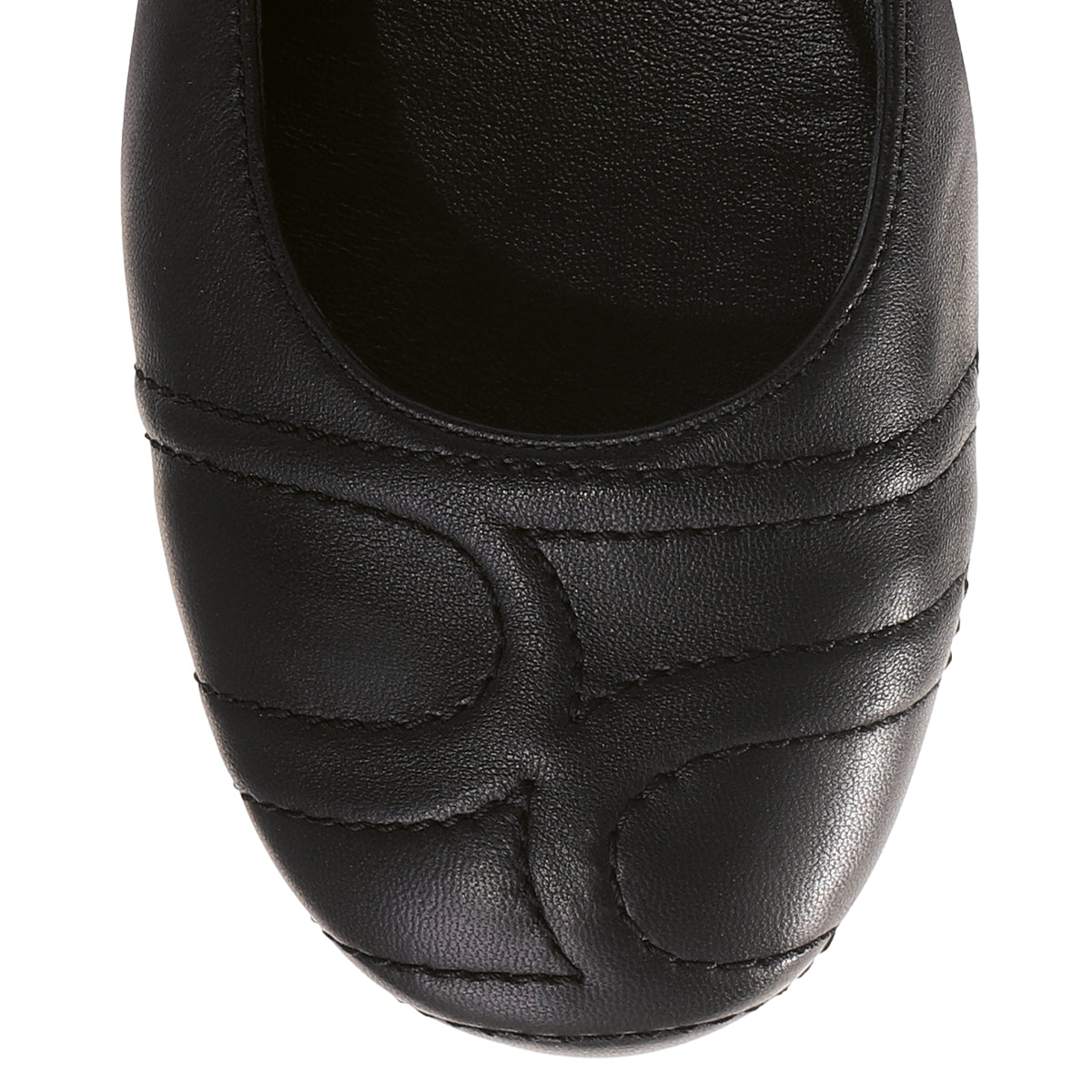 Logo Ballerina In Black Leather