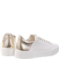 White Sneaker With Platinum Heel Detail