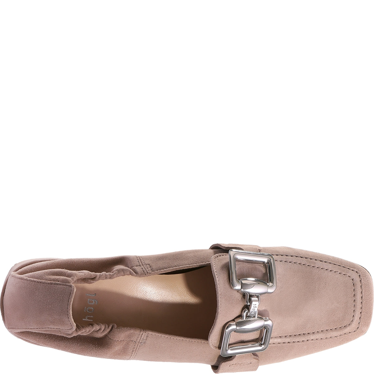 Square Toe Suede Loafer With Silver