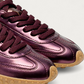 HOFF Bridge Metallic Burgundy sneaker, lacing and metallic finish detail