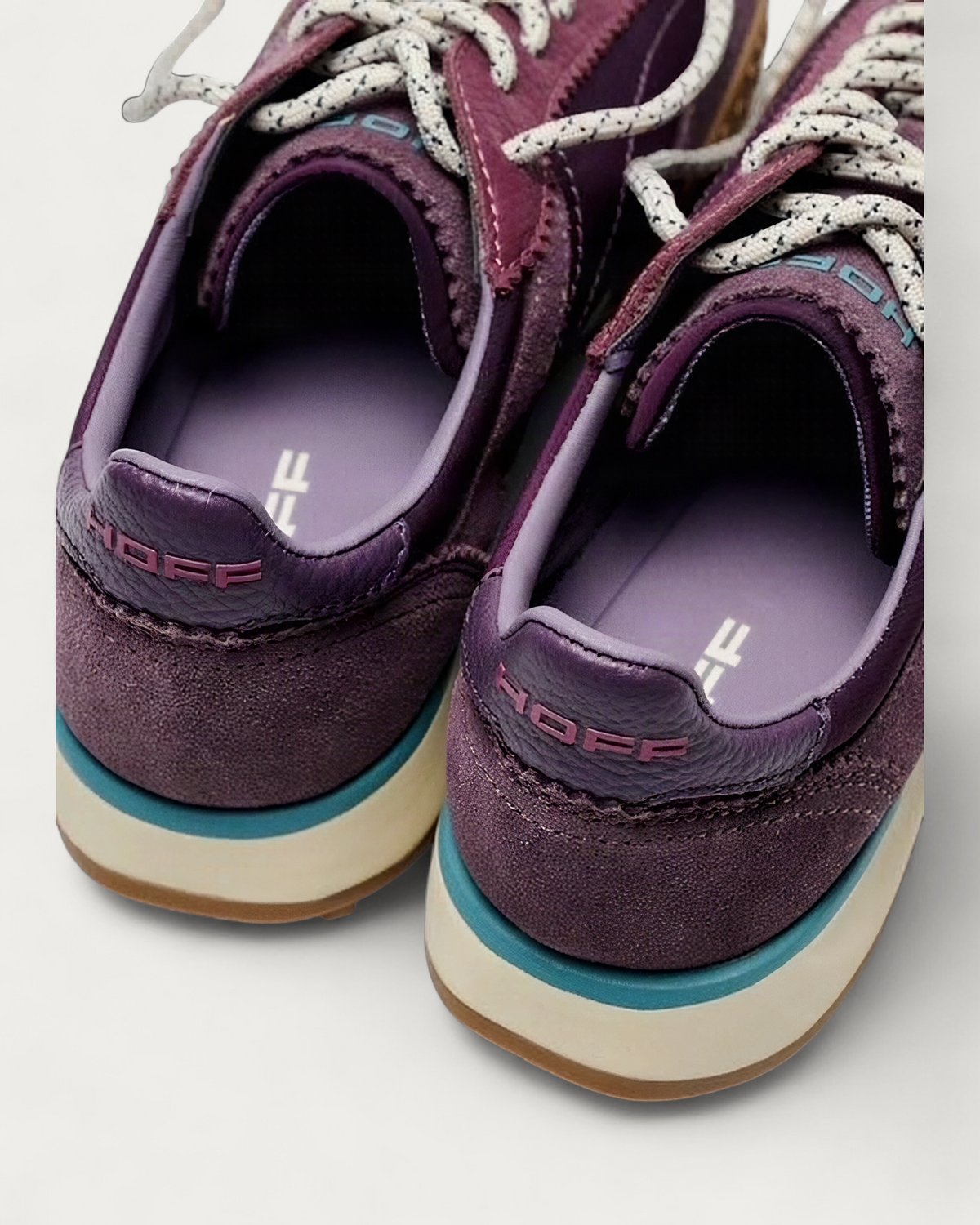 HOFF Bridge Mk Aubergine sneaker, heel and interior detail