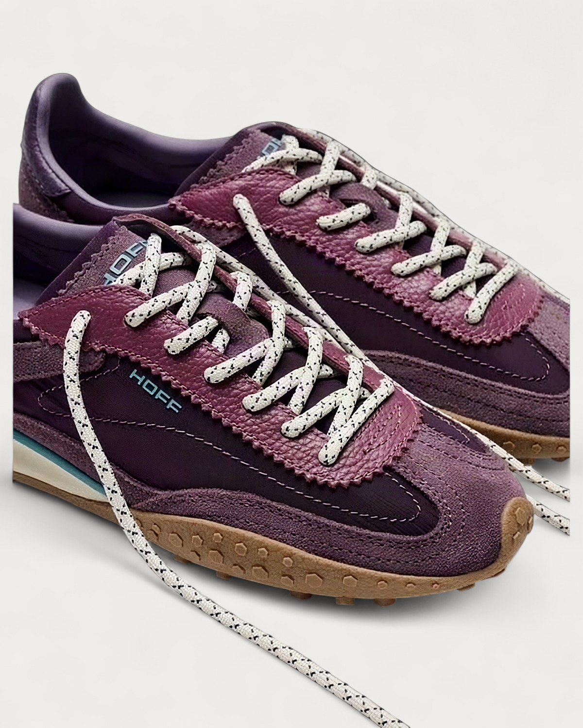 HOFF Bridge Mk Aubergine sneaker, lacing and upper detail