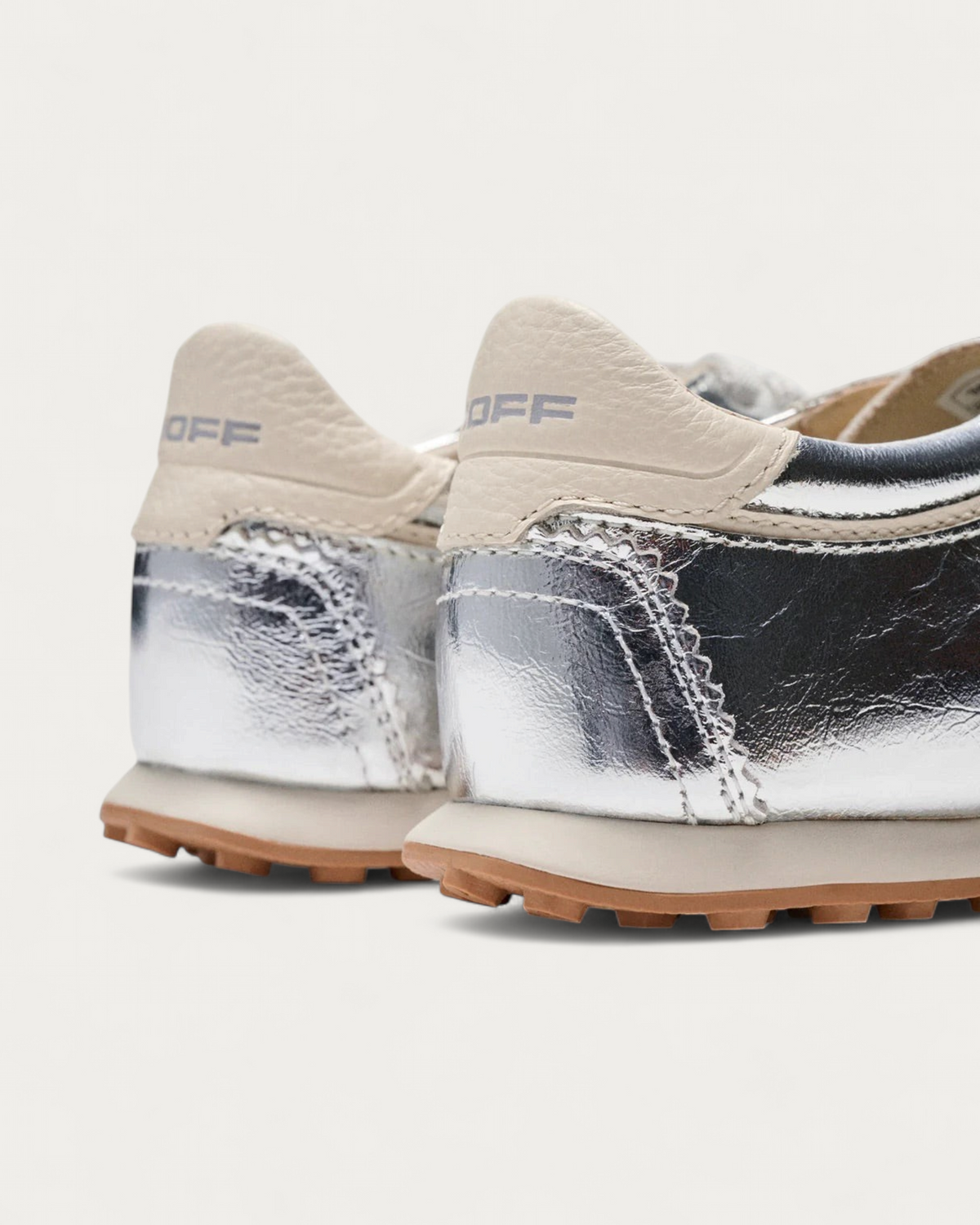 HOFF Bridge Sneaker in Metallic Silver, heel and back view
