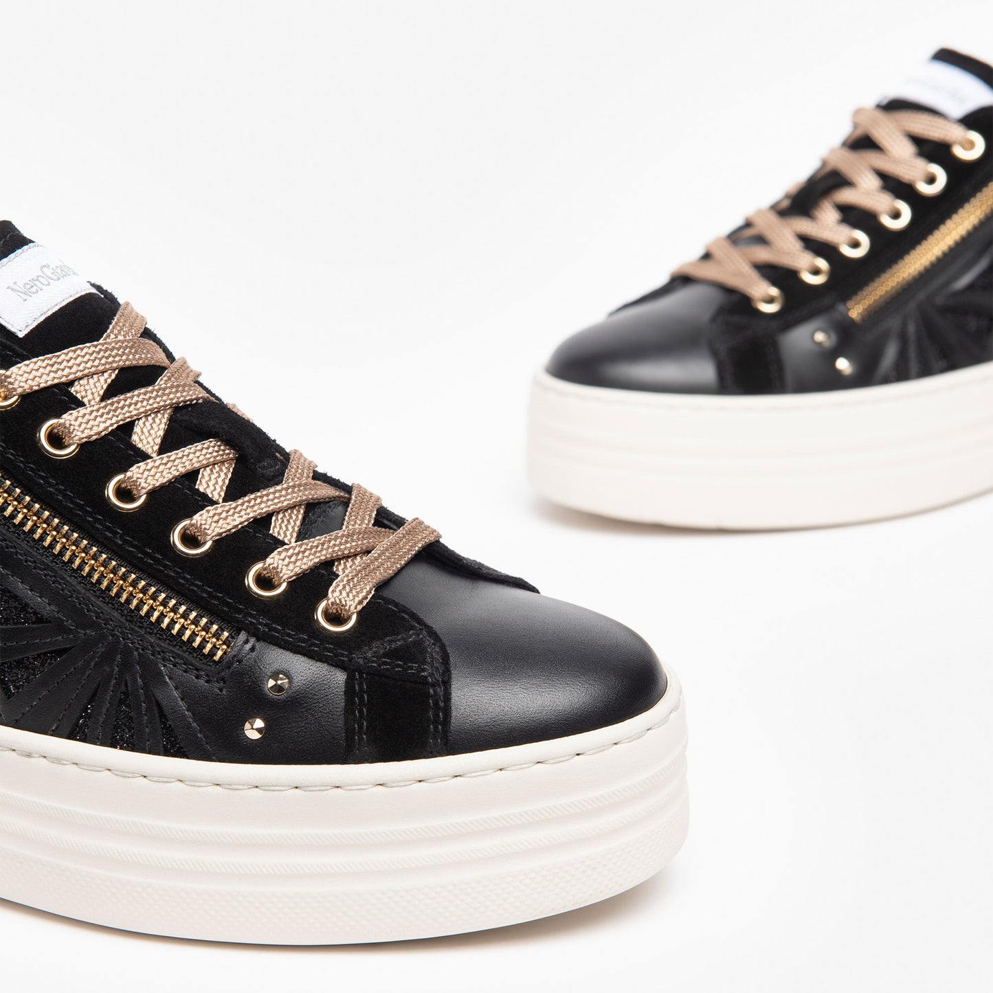 Leather Platform Sneaker With Side Zip