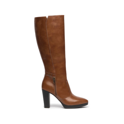 High Leather Boot With Side Zip