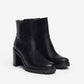 Leather Biker Boot With Stacked Heel