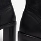 Leather Biker Boot With Stacked Heel