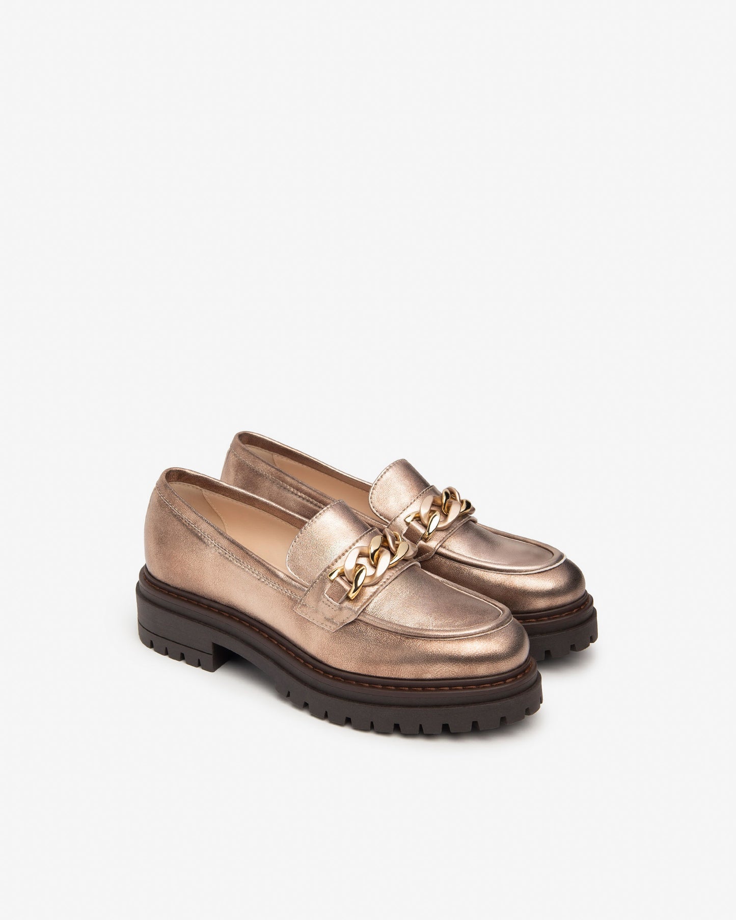 Gold Chunkt Loafer With Chain