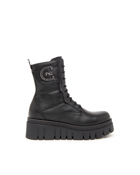 Wedge Lace Boot With Logo Detail