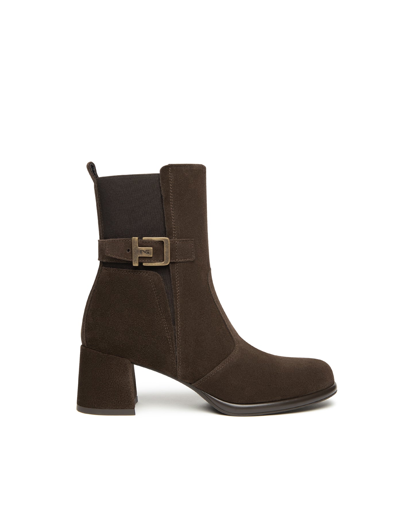 Brown Suede Block Heel Ankle Boot