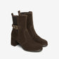 Brown Suede Block Heel Ankle Boot