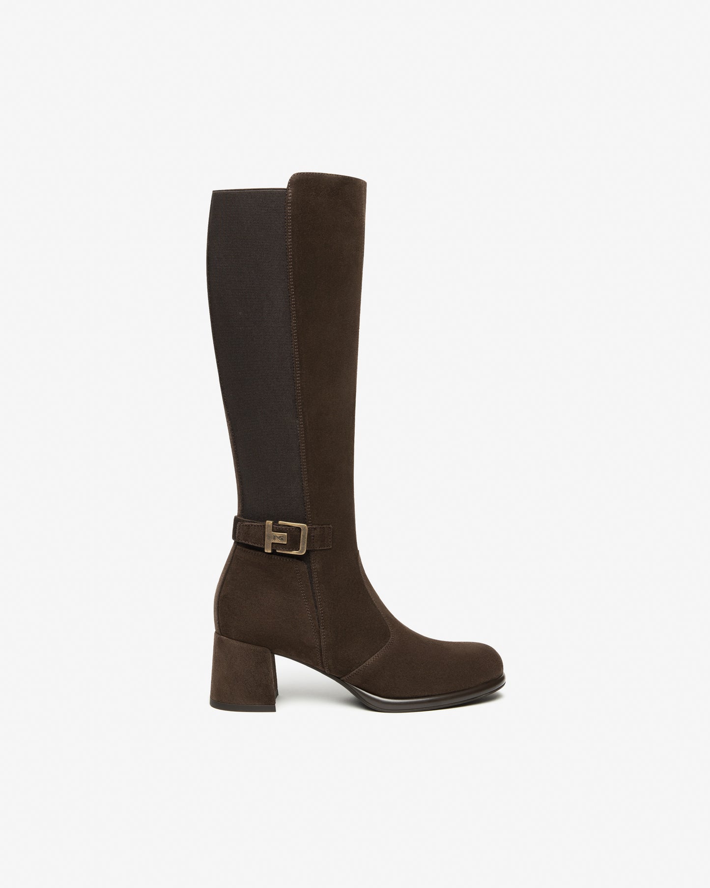 Knee High Brown Suede Block Heel