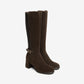 Knee High Brown Suede Block Heel