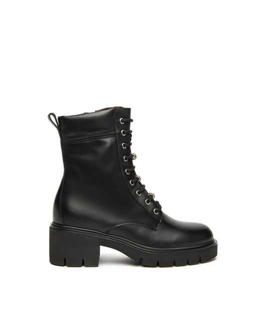 Black Leather Biker Boot