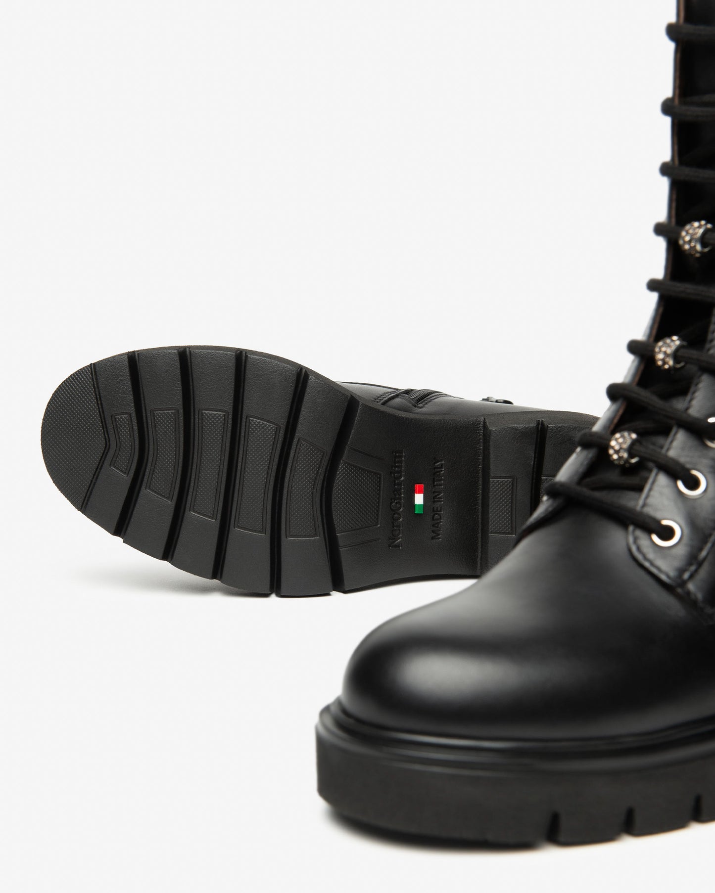 Black Leather Biker Boot