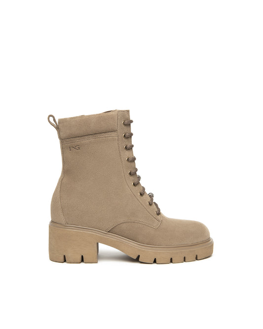 Nubuck Beige Biker Boot