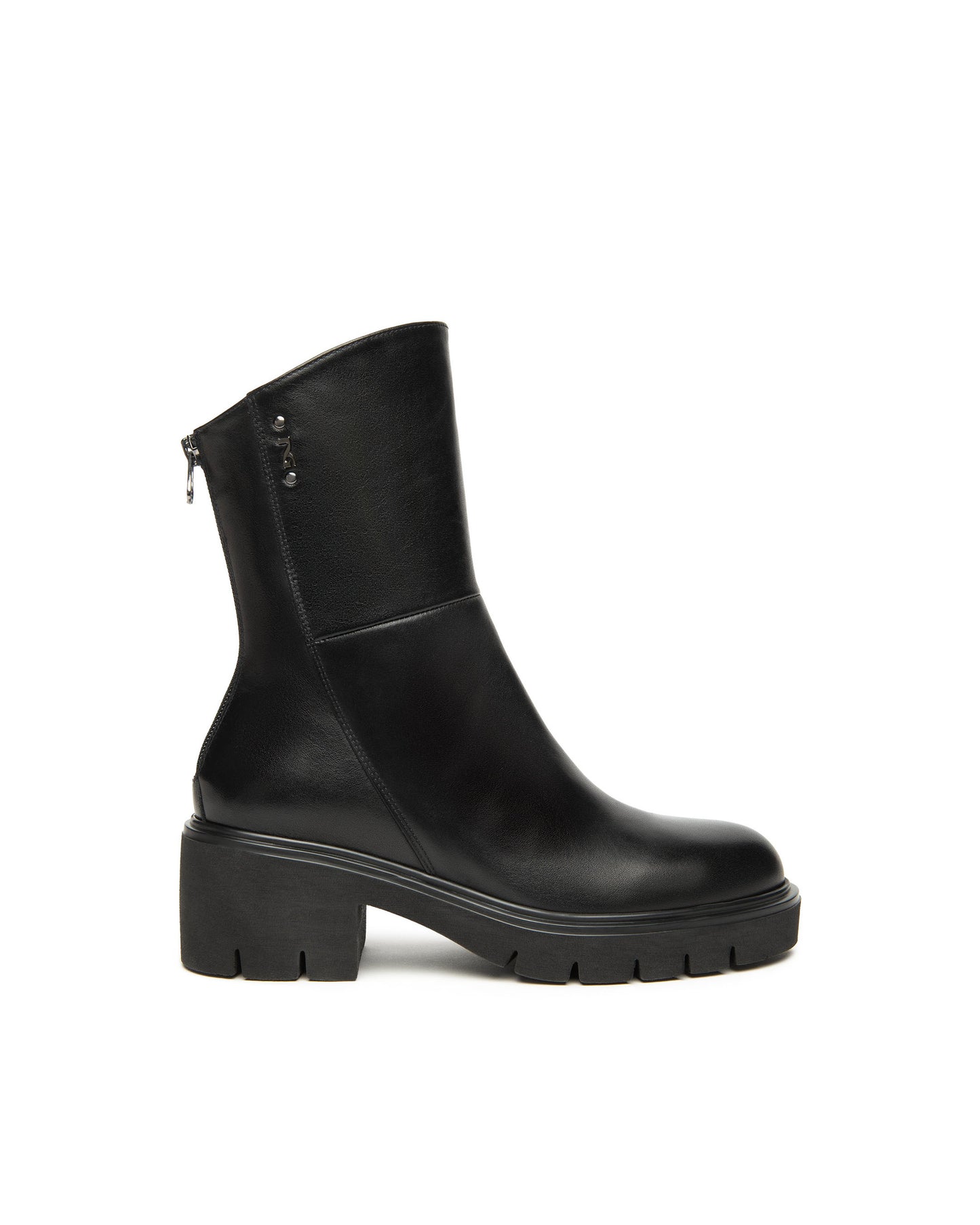 Black Leather Zip Boot