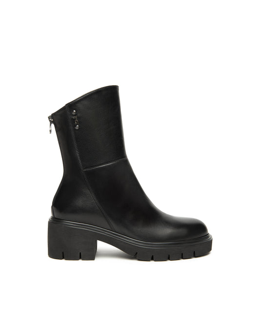 Black Leather Zip Boot