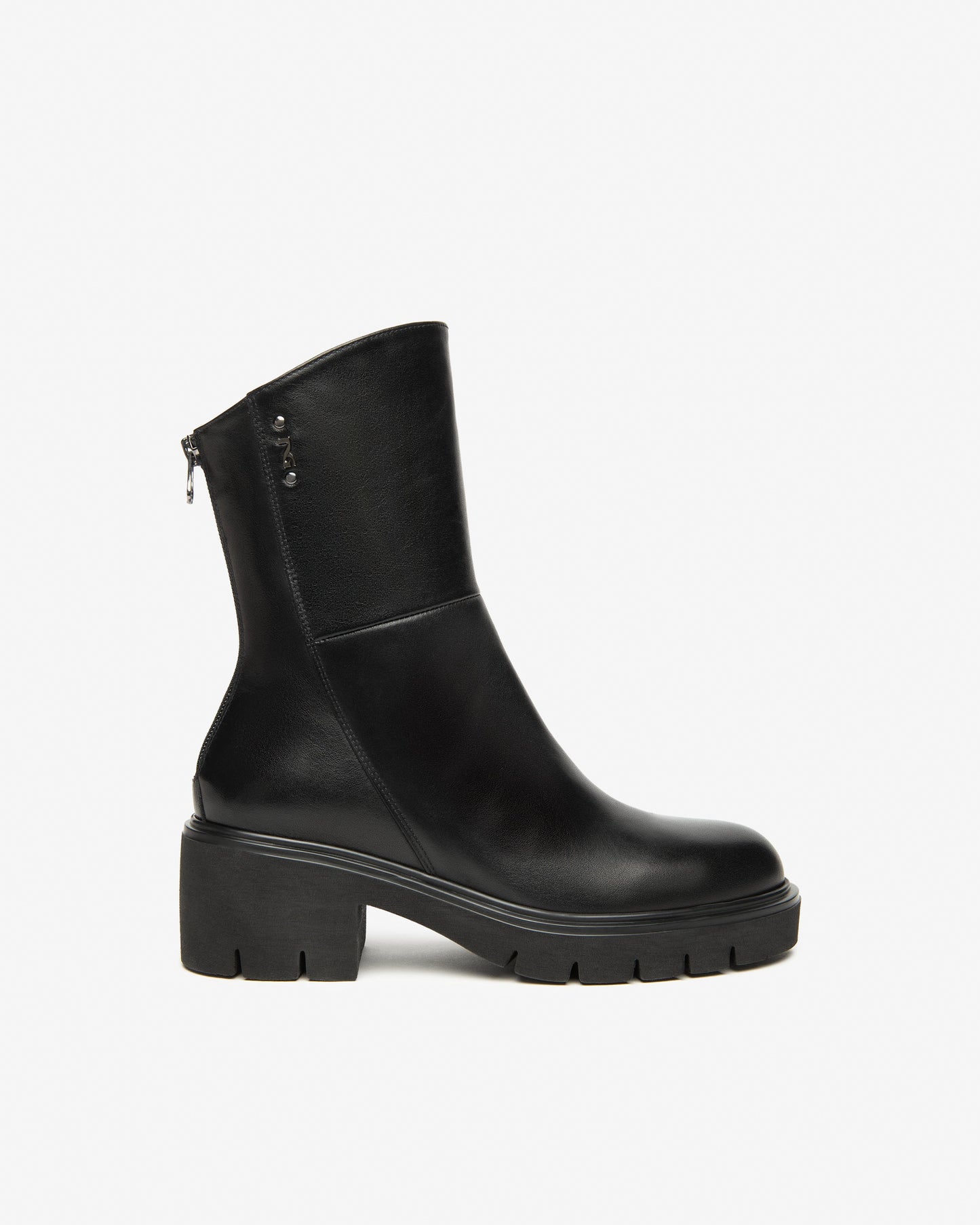 Black Leather Zip Boot