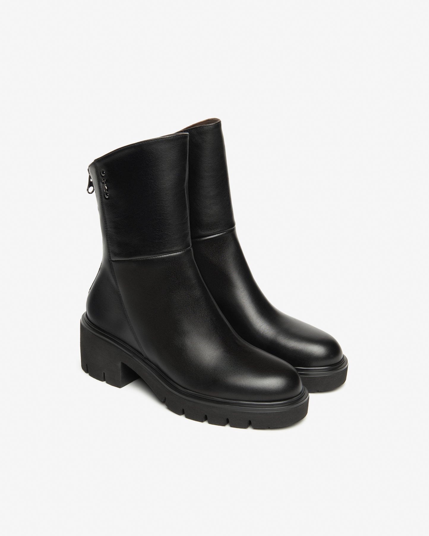 Black Leather Zip Boot