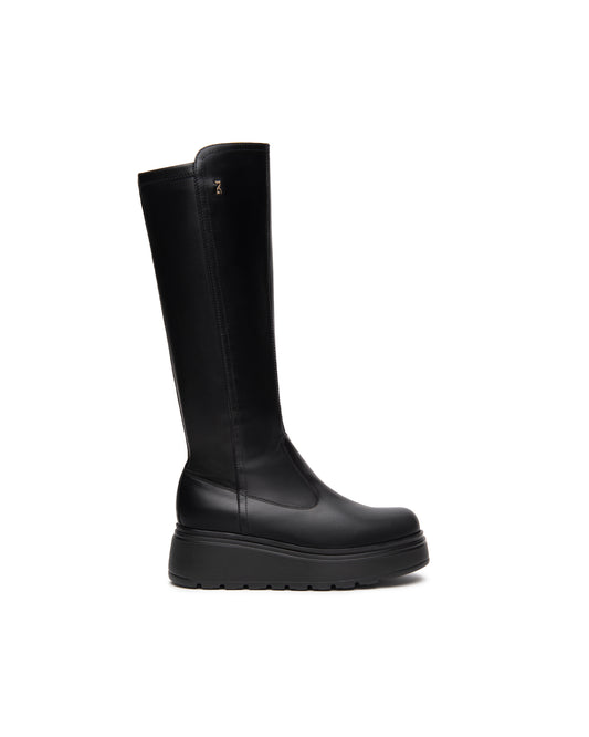Knee High Wedge Boot In Black