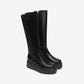 Knee High Wedge Boot In Black