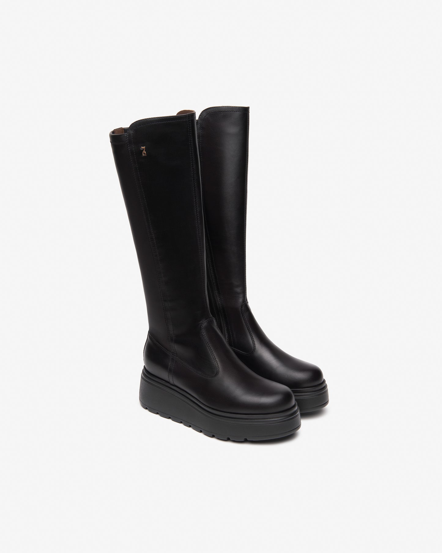 Knee High Wedge Boot In Black