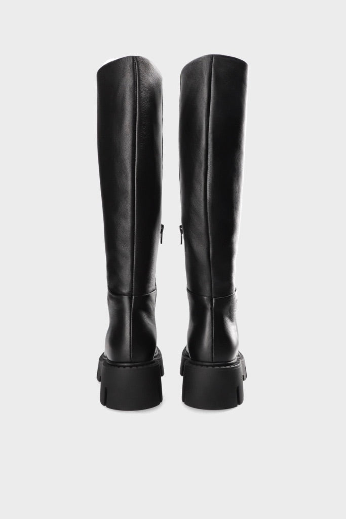 Knee High Soft Leather Chunky Boot