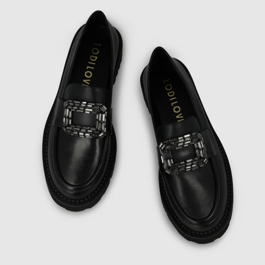 Chunky Loafer With Diamante Buckle.