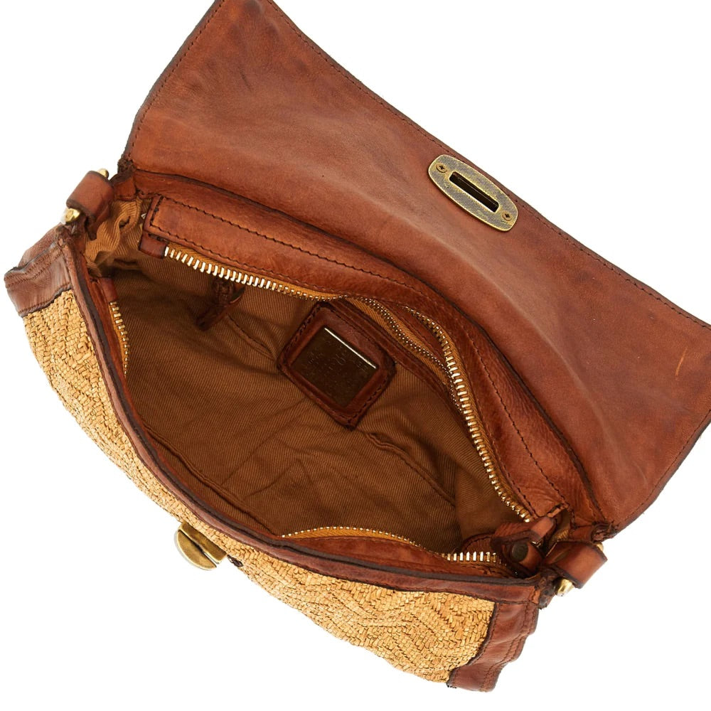 Leather & Raffia Shoulder Bag