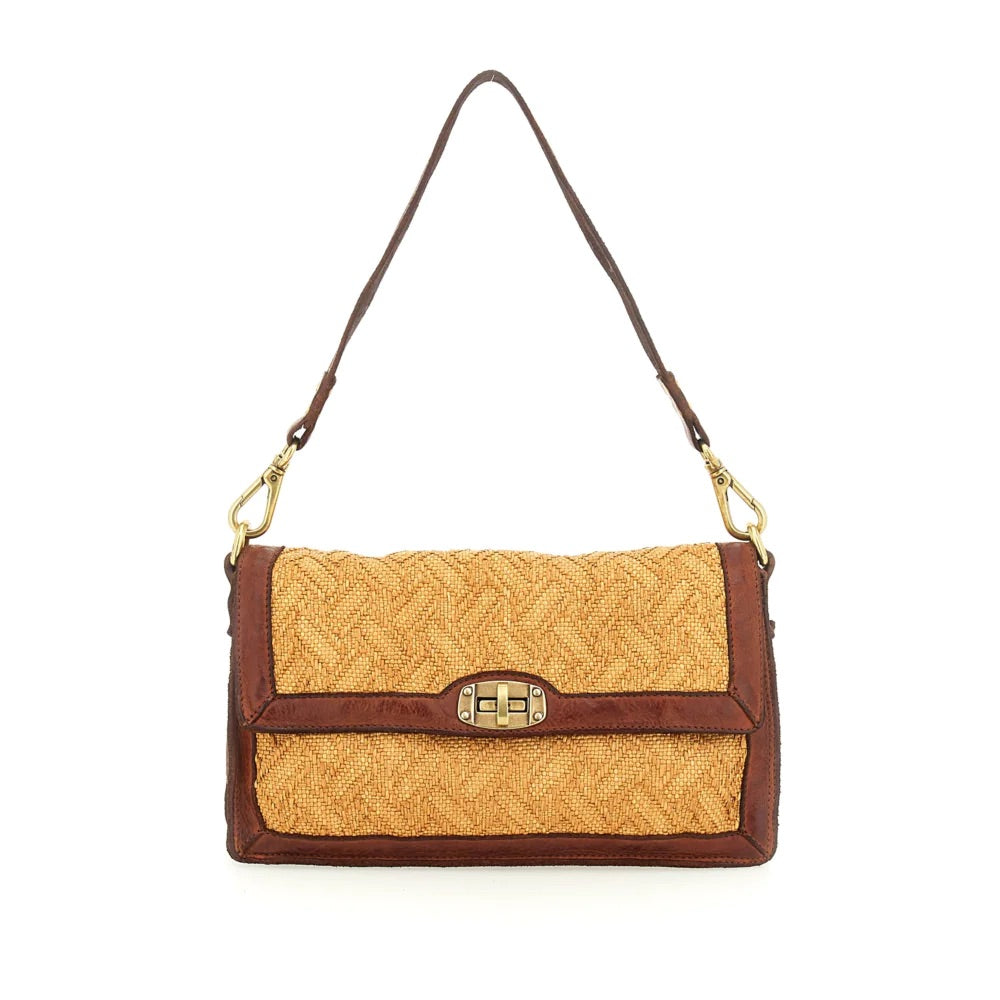 Leather & Raffia Shoulder Bag