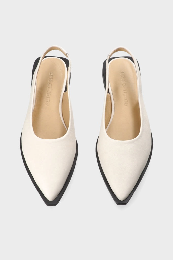 Cream Leather Sling Back