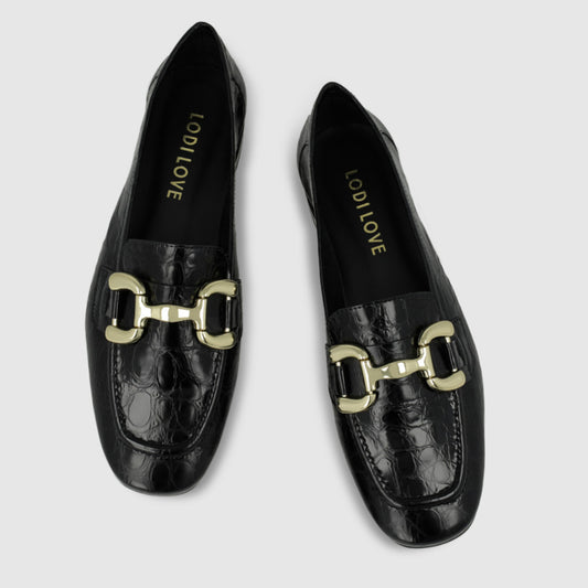 Animal Print Loafer With Gold Snaffle