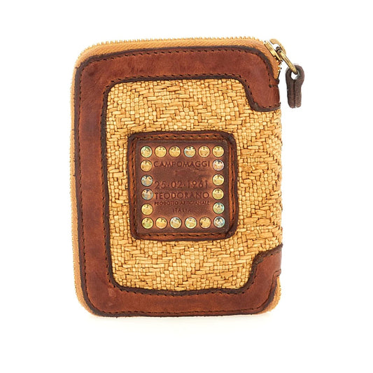 Leather And Raffia Wallet