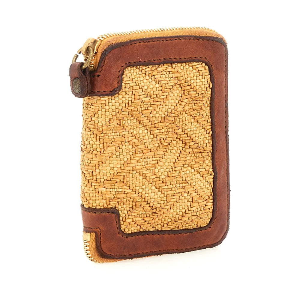 Leather And Raffia Wallet