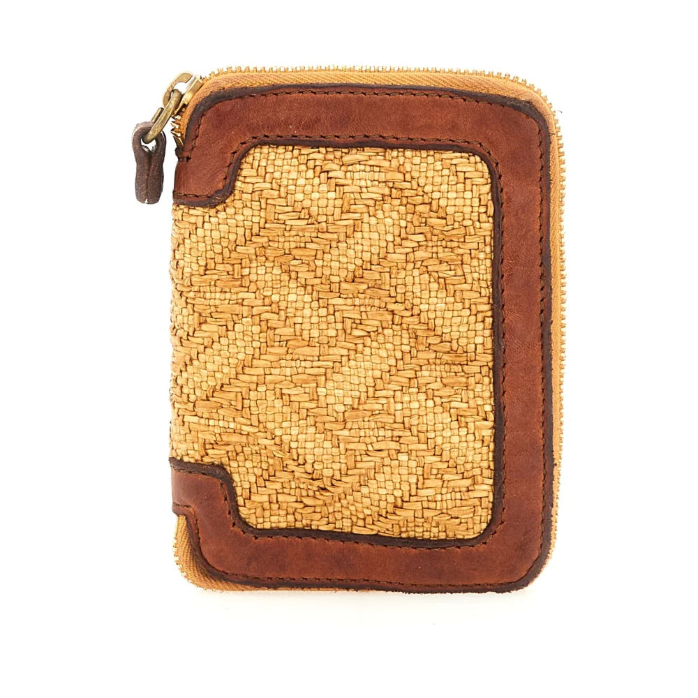 Leather And Raffia Wallet