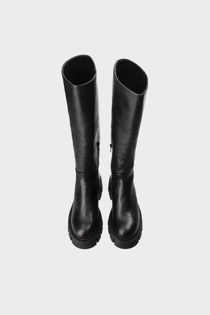 Knee High Soft Leather Chunky Boot