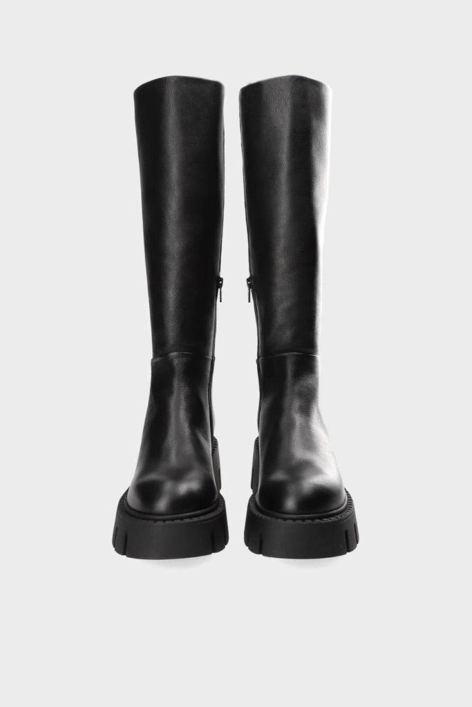 Knee High Soft Leather Chunky Boot