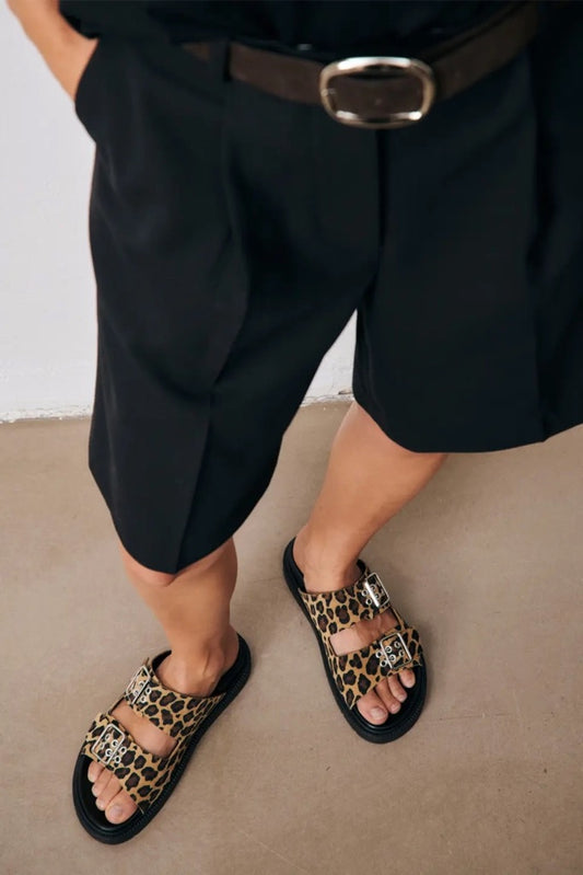 Double Strap Suede Leo Slider
