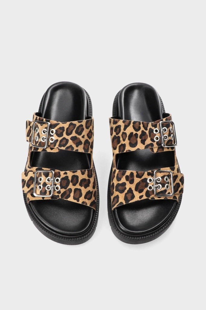 Double Strap Suede Leo Slider