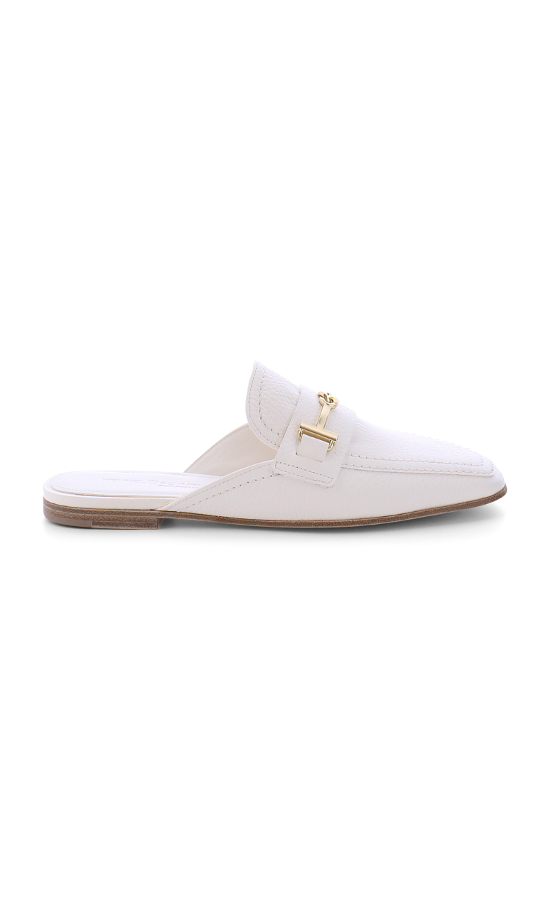 Grained Leather Mule Loafer In Off White