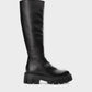 Knee High Soft Leather Chunky Boot