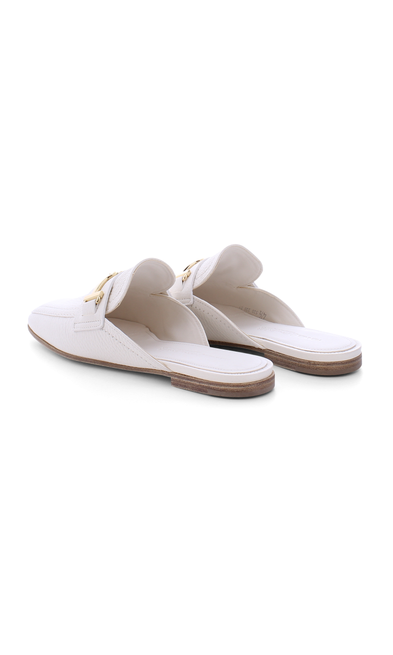 Grained Leather Mule Loafer In Off White