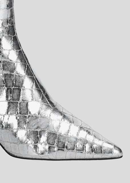 Silver Croco Print Boot