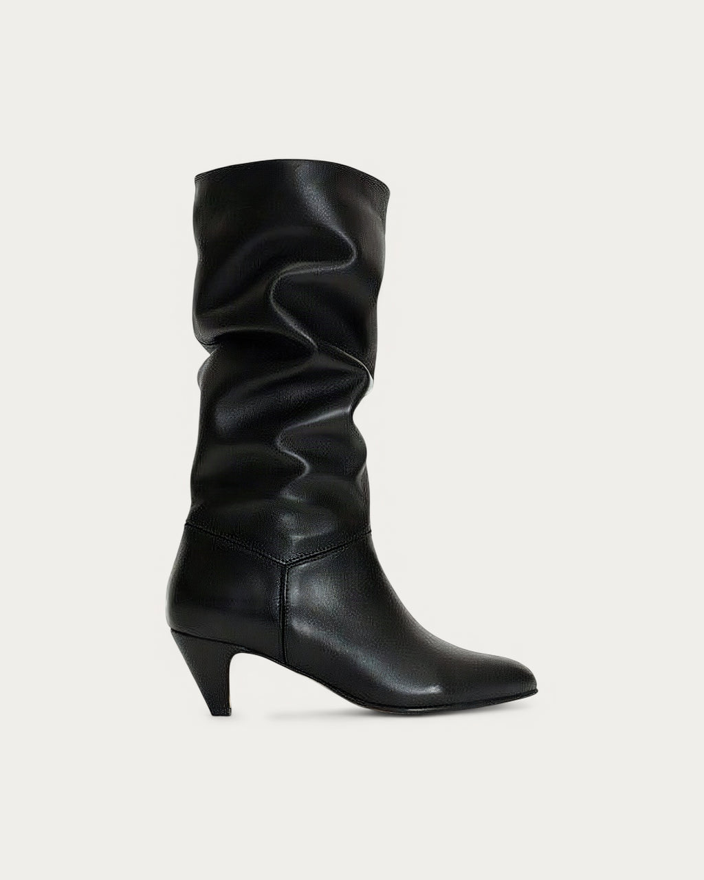 Jasmina 50 Black Leather Knee High Boot - side view